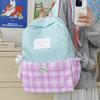 Plaid Backpack Junior High School Student Schoolbag Plaid Large Capacity Backpack