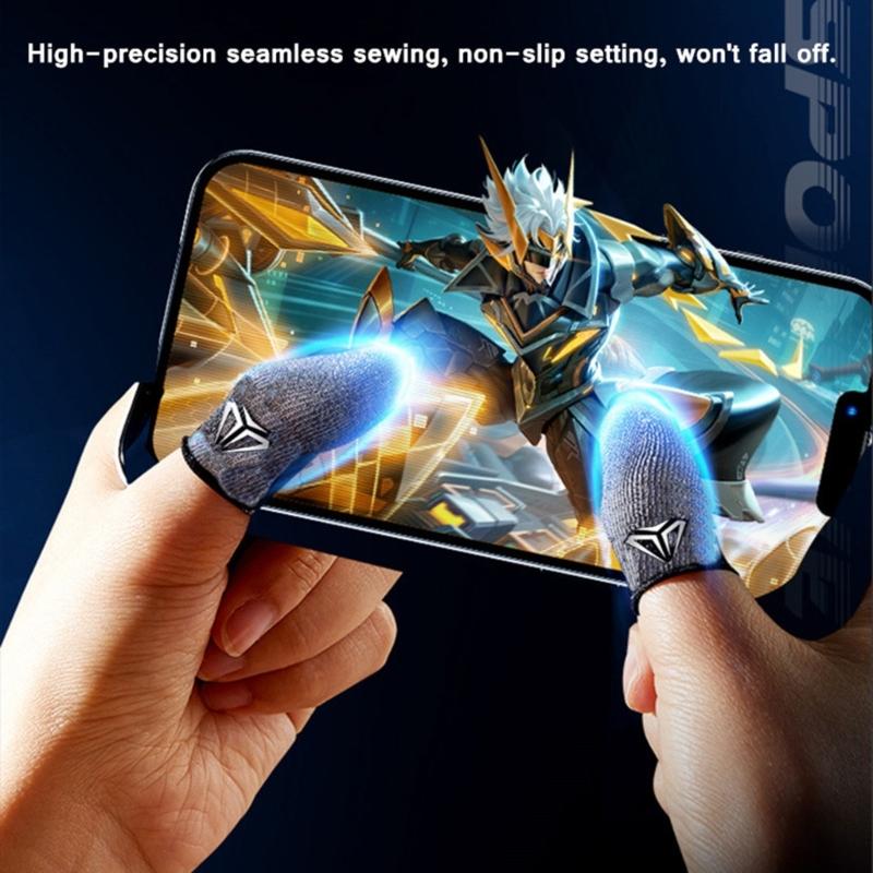 Finger Sleeve Sweatproof Breathable Finger Cover 1/2 Pair for Mobile Game for Touch Screen Finger Gloves with Storage Bo