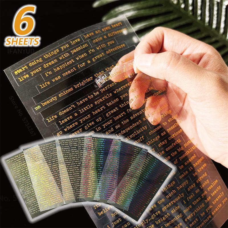 

Bronzing Phrase Stickers Scrapbooking Material Vintage Small Talk Sticker Junk Journal Planner Stationery DIY Scrapbooking Decor