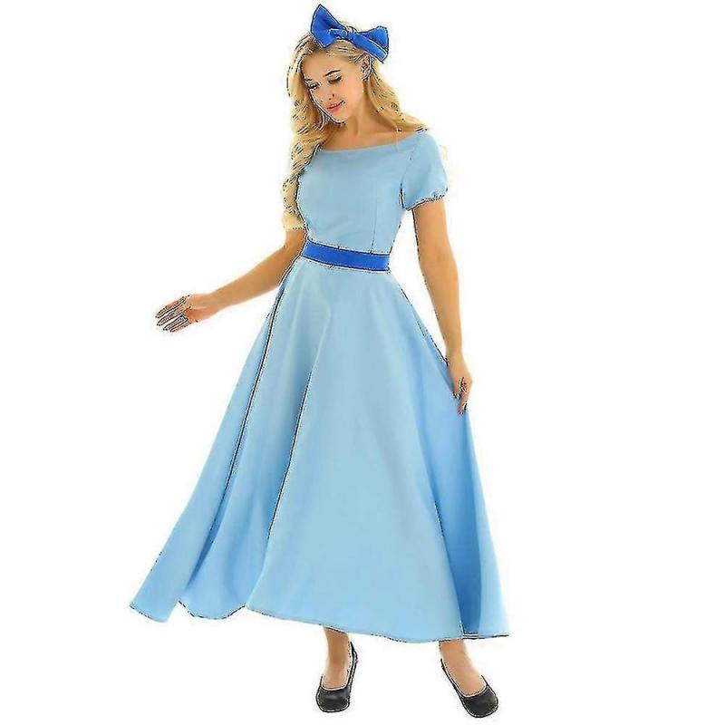 Wendy Cosplay Dress Costume Princess Fancy Maxi Blue Dress For Women