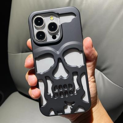 Coque de téléphone cool à dissipation de chaleur creuse Crâne Fantôme Plaqué Pour iPhone 17 16 Pro Max 15 14 Plus Air Mode Mince Cover