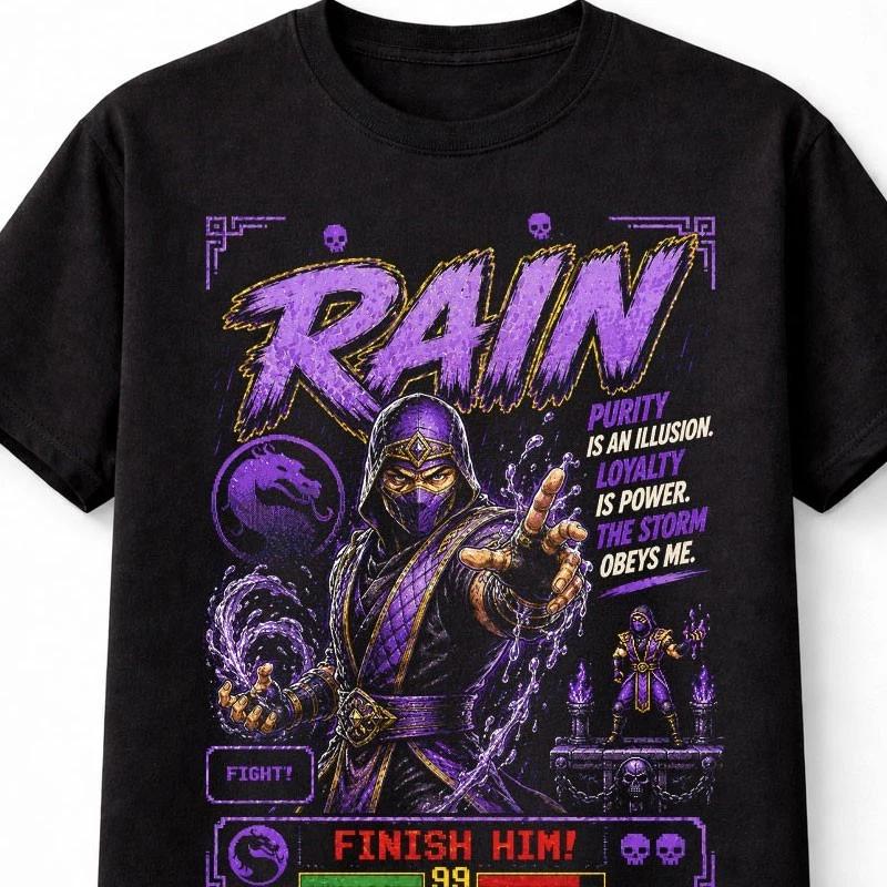 Rain Mortal Kombat Retro Arcade Fighter Unisex TShirt S