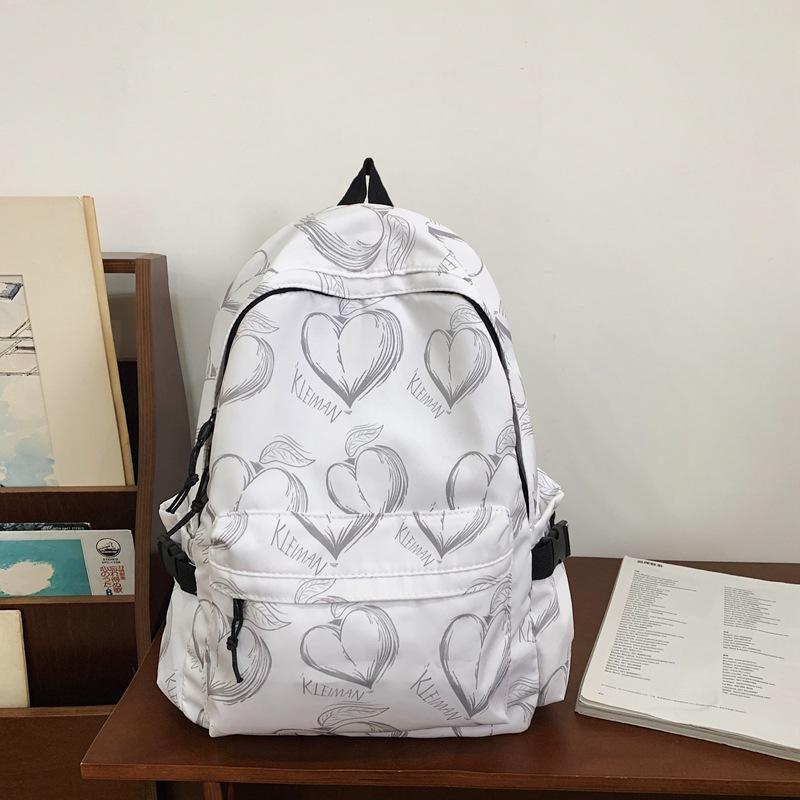 Schoolbag trendy brand original heart-shaped printed schoolbag women's large-capacity travel class backpack light and versatile trendy cool backpack