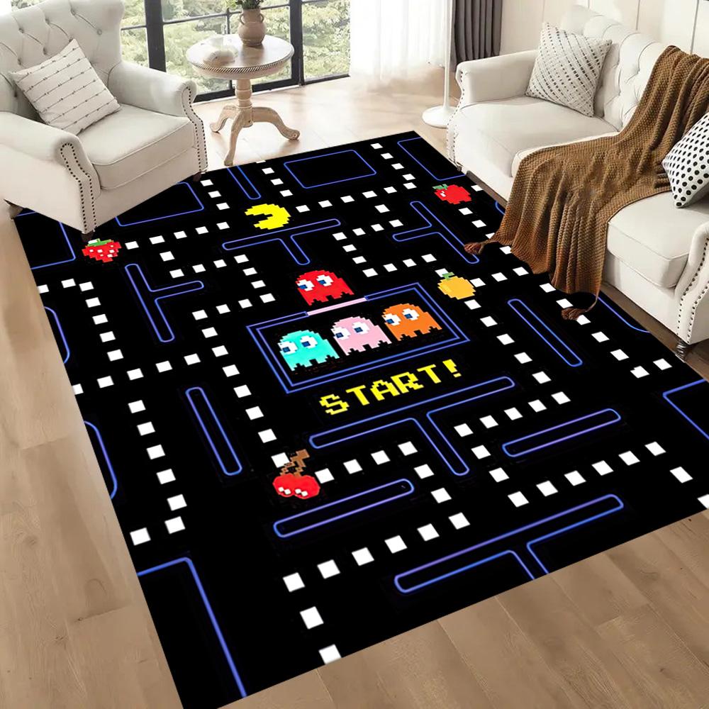 Pac-man Adventure Square rugs are a great choice for living rooms, bedrooms, home décor, and as gifts.