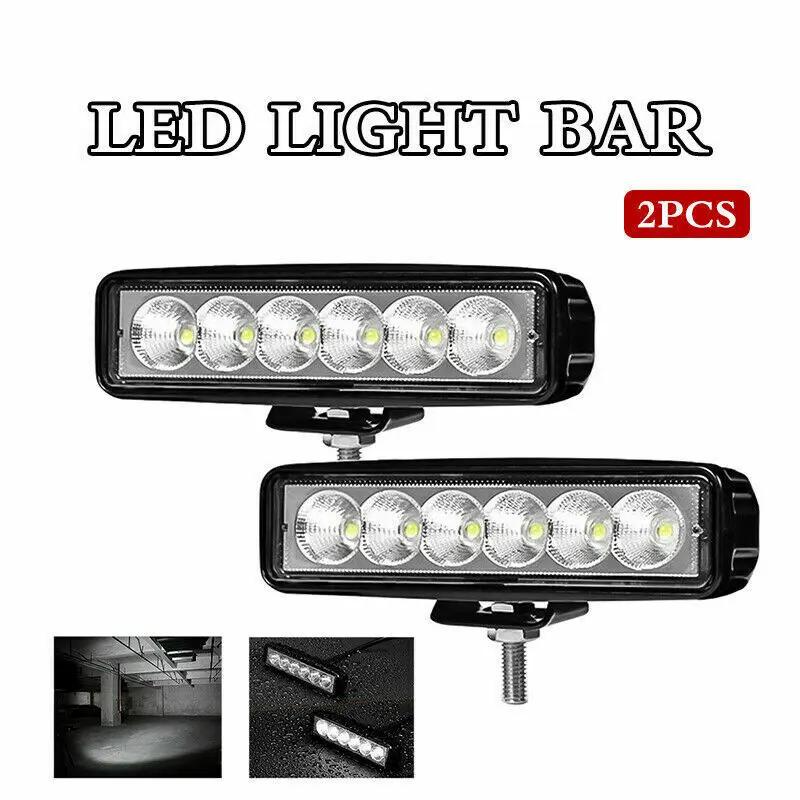 

2Pcs 12V Car LED Light Bar 18W 6000K Super Bright Car LED Work Light IP67 Spot Light White Off Road Head light Driving Lights Plastic enclosure