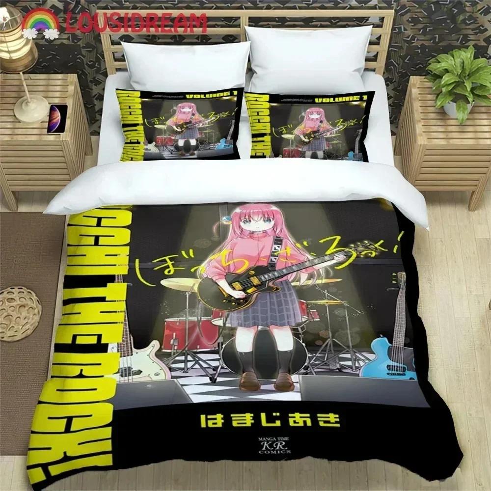 Anime Girl Lonely Rock Art Print Bedding set Printed Duvet Cover Pillowcase Single Double Queen Super King Size Sets