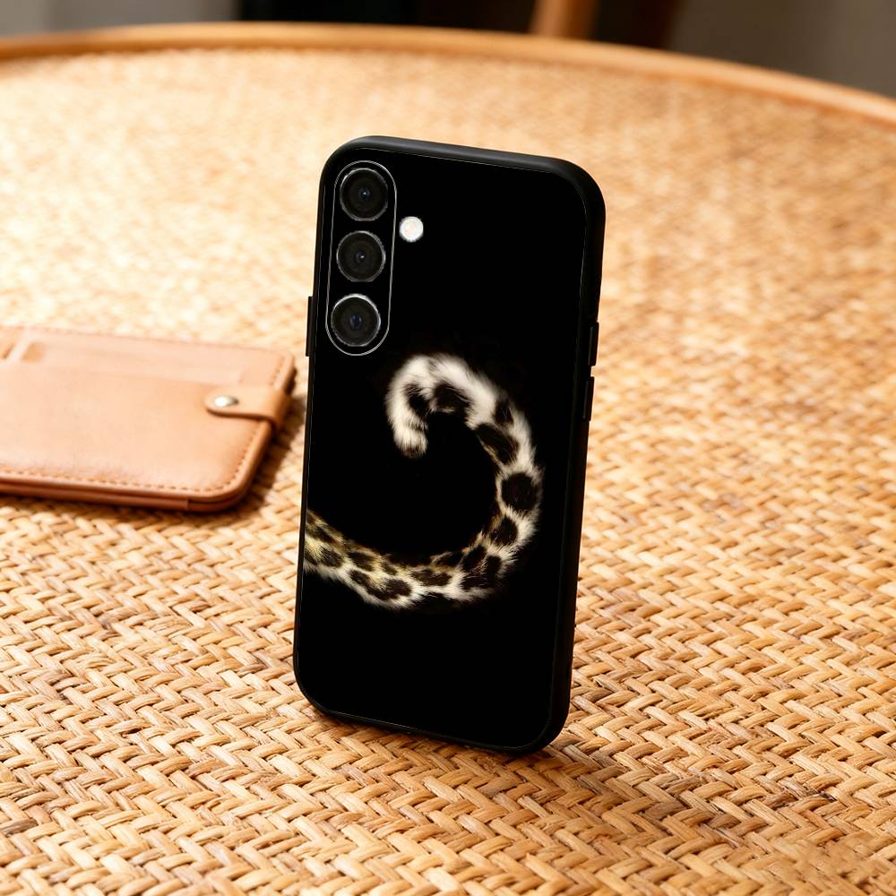 L-Luxury F-Fashion leopard Print  Phone Case For Samsung  A73,A21s,A22,A31,A32,A52,A53,A71,A80,Soft Black Shell