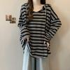 Korean Style Maternity Striped Hoodie T-shirt - Loose Fit, Versatile, Age-Reducing Spring Wear