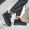 Designer Suede Leather Cotton Boots for Men British Style Retro High Top Platform Shoes for Men Outdoor Lace Up Walking Sneakers