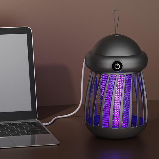 Mini muchomůrka Zapper USB napájená elektrickým šokem Zapper na muchy s UV LED světlem Vnitřní venkovní Domácí kempování Terasa Závěsná lampa na muchy