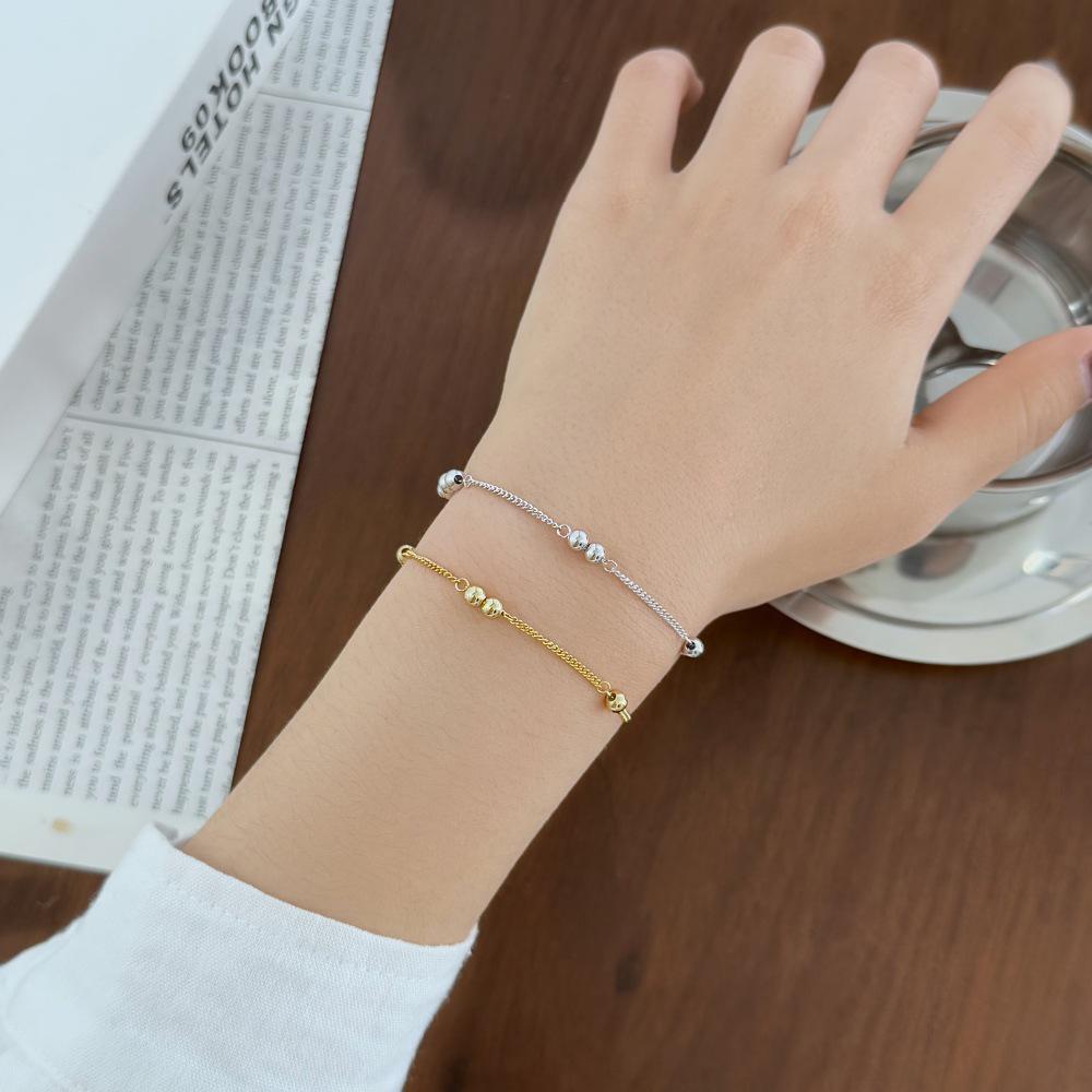 Korean 925 Sterling Silver Beaded Necklace for Women - Simple, Irregular Design Clavicle Chain