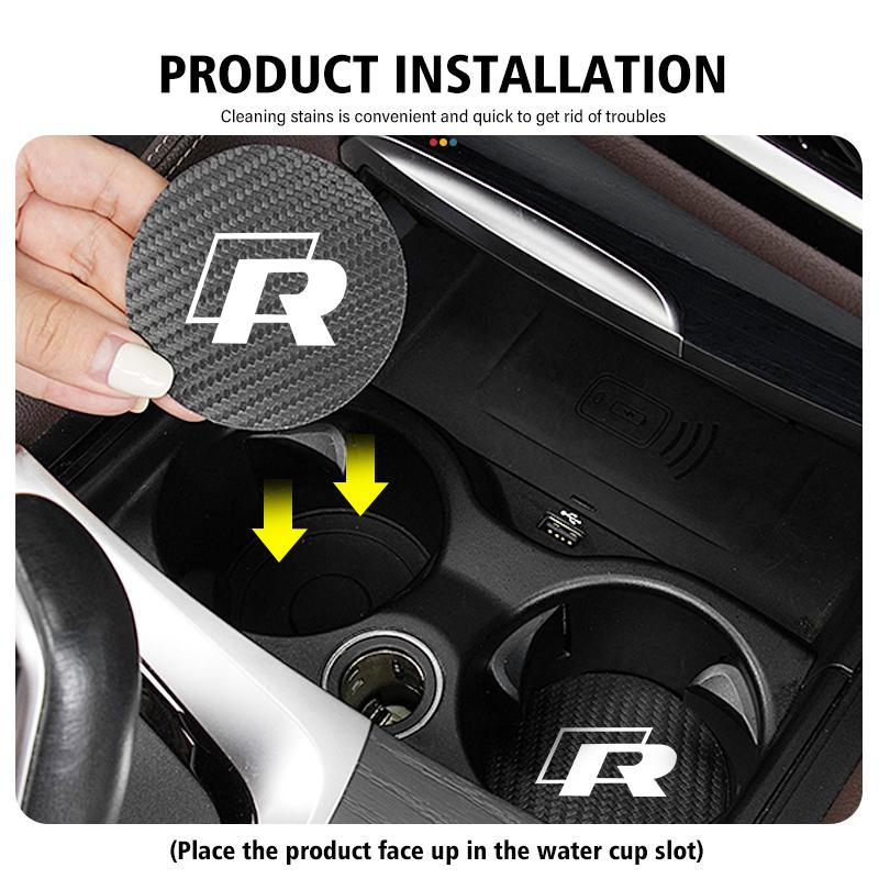 2026 Hot For VW VOLKSWAGEN 2Pcs Car Coasters Water Cup Holder Non-Slip Mat Accessories For Volkswagen VW Golf Polo 4 5 6 Passat
