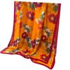 Spring And Summer Thin Print Simulation Silk Brocade Sunscreen Gold Bottom Peony Silk Scarf Long Scarf Shawl Versatile Headscarf Scarf