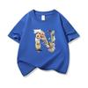 Kids Cotton T Shirt Floral Letter N Print Crew Neck Short Sleeve Tee Casual Boys Girls Summer Tops