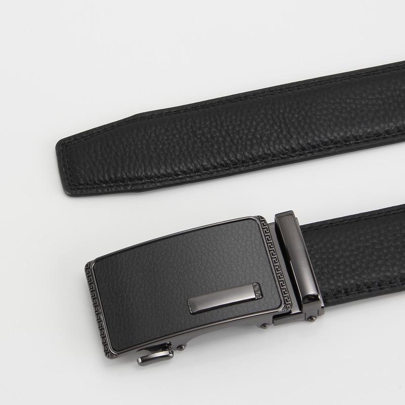 

Мужской ремень из натуральной коровьей кожи Автоматическая пряжка Деловой повседневный ремень из коровьей кожи высшего слоя Мужской поясной ремень Ремень 110-130CM
