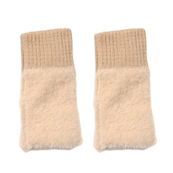 Half Finger Gloves Women Long Fingerless Gloves Fleece-Lined Touchscreen Knitted