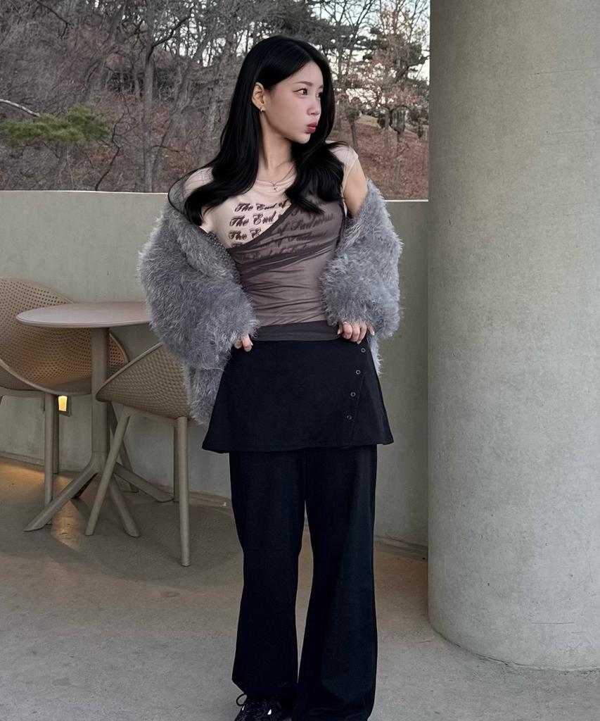 AWESOME STUDIO Layered Skirt Pants Black