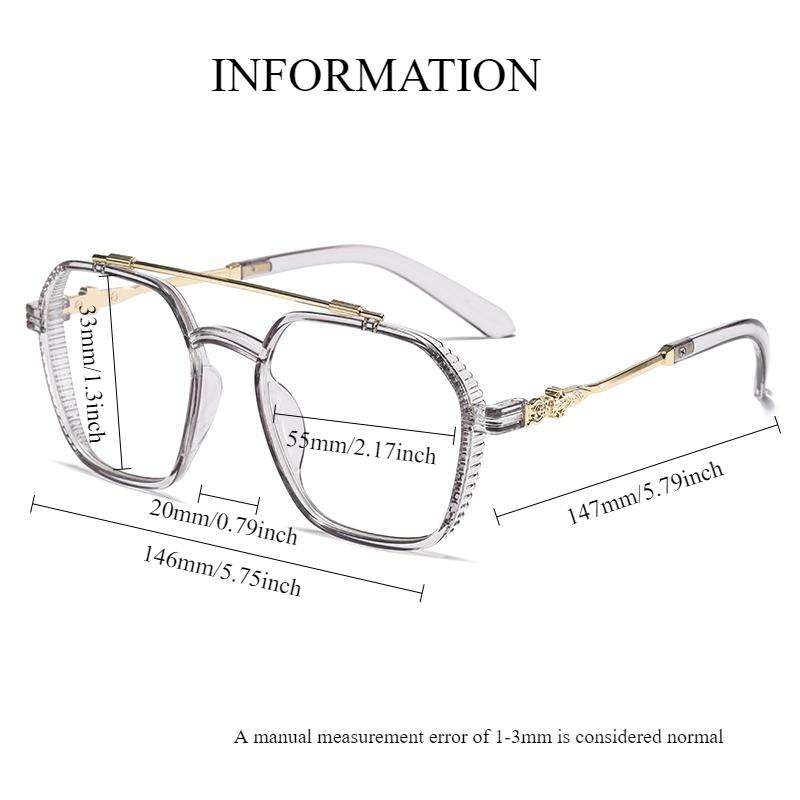 Oversized Metal Retro Fashion Anti Blue Light Glasses for Men Women Double Beam Anti Radiation Computer Mirror Reading Eyewearr