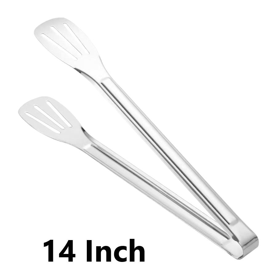 Stainless Steel Kitchen Cooking Tongs Heat Resistant Non-Slip Food Tongs for Barbecue Steak Buffet Serving Baking Bread