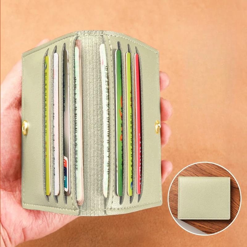 Ultra-thin Small Bank Card Multi Slot Card Holder Wallet for Women and Men Solid Leather Credit Card Bag Male CardHolder
