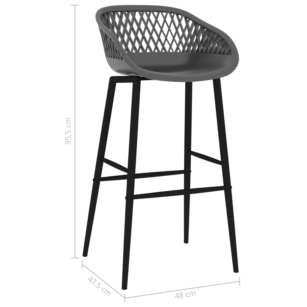 Bar Stool Set 2 Pcs Gray
