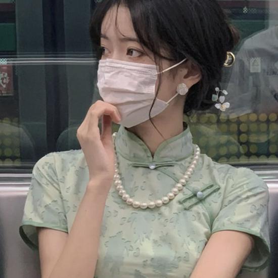 Pearl Clavicle Choker Necklace for Cheongsam - Mid-Length Women's Sweater Chain, 50 Accessories 037