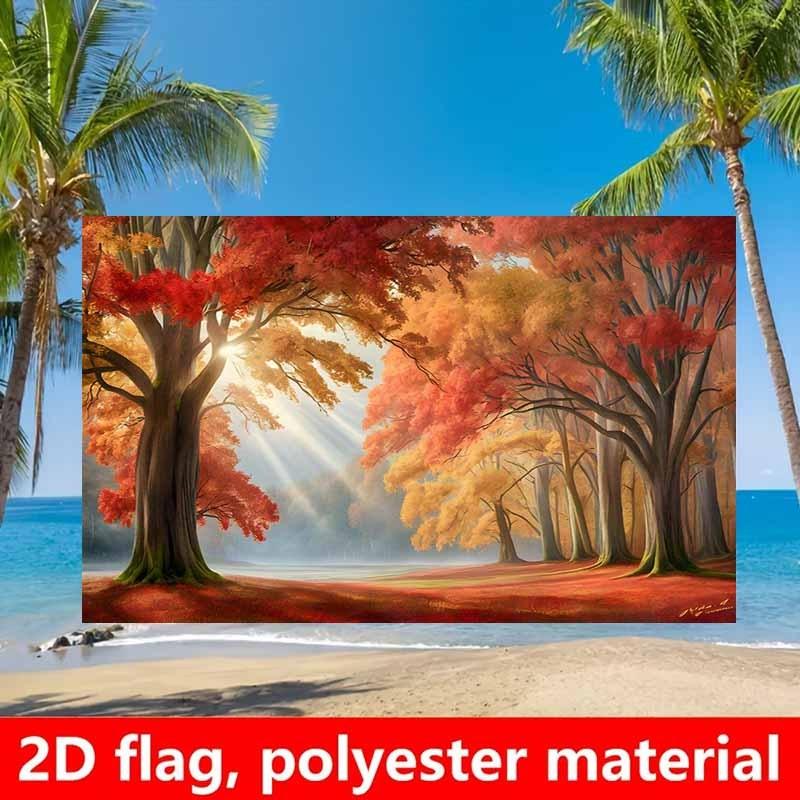 2D Plane, 1 Piece. Autumn Maple Leaf Pumpkin Thanksgiving Background Banner Banner Set