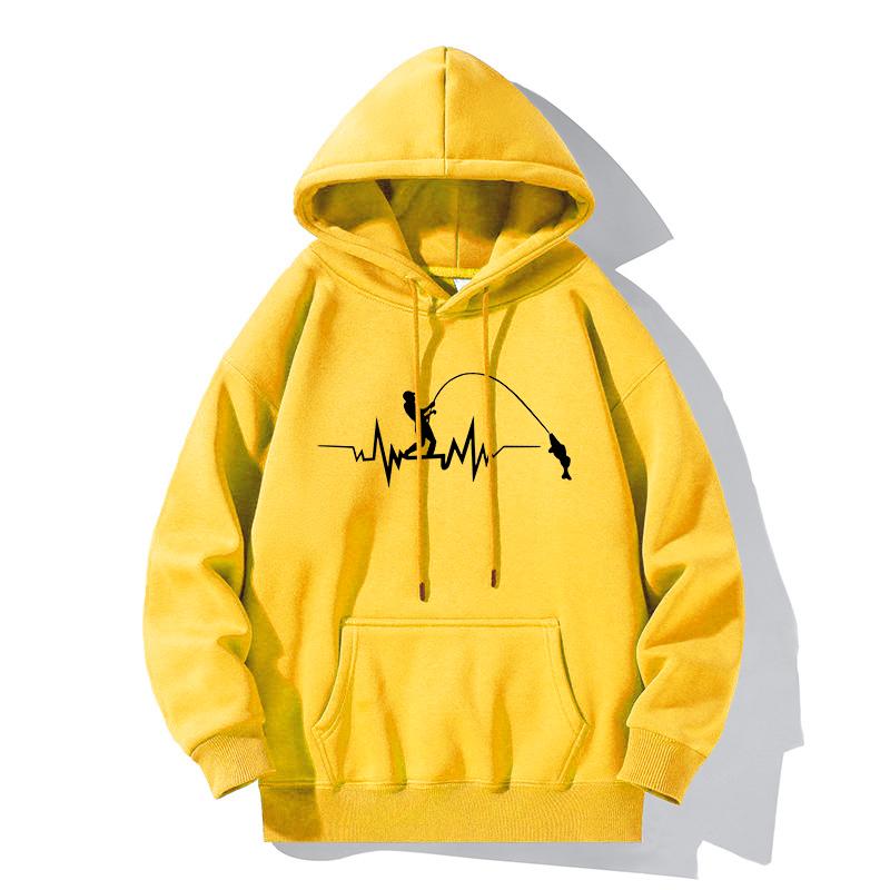 Mode Herzschlaglinie Angeln Alter Druck Hoodie Lässig Kapuzenpullover Langarm Pullover Sweatshirt Grafik Damenbekleidung Retro Y2K