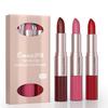 CmaaDu 3-Piece Matte Lipstick & Gloss Set: Velvet Finish, Non-Transferring Formula for Makeup.