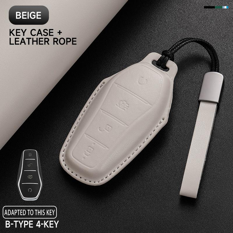 Leather Car Key Cover Case Protection Shell Keychain for BYD Tang EV600 Han EV Yuan ATTO 3 Song PLUS Pro MAX DMI Qin Dolphin