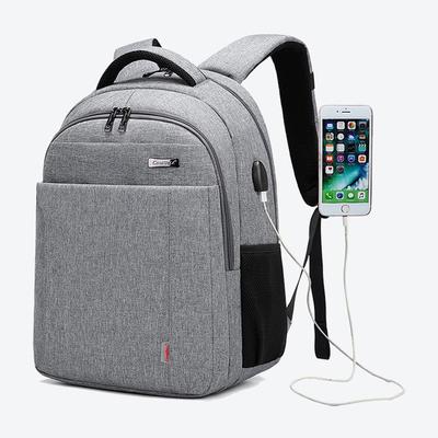 Men Backpacks Suit Cloth  with USB Charging Port Male Business Casual Waterproof Laptop Backpack 15.6 Inch Black/Gray CB-2037S