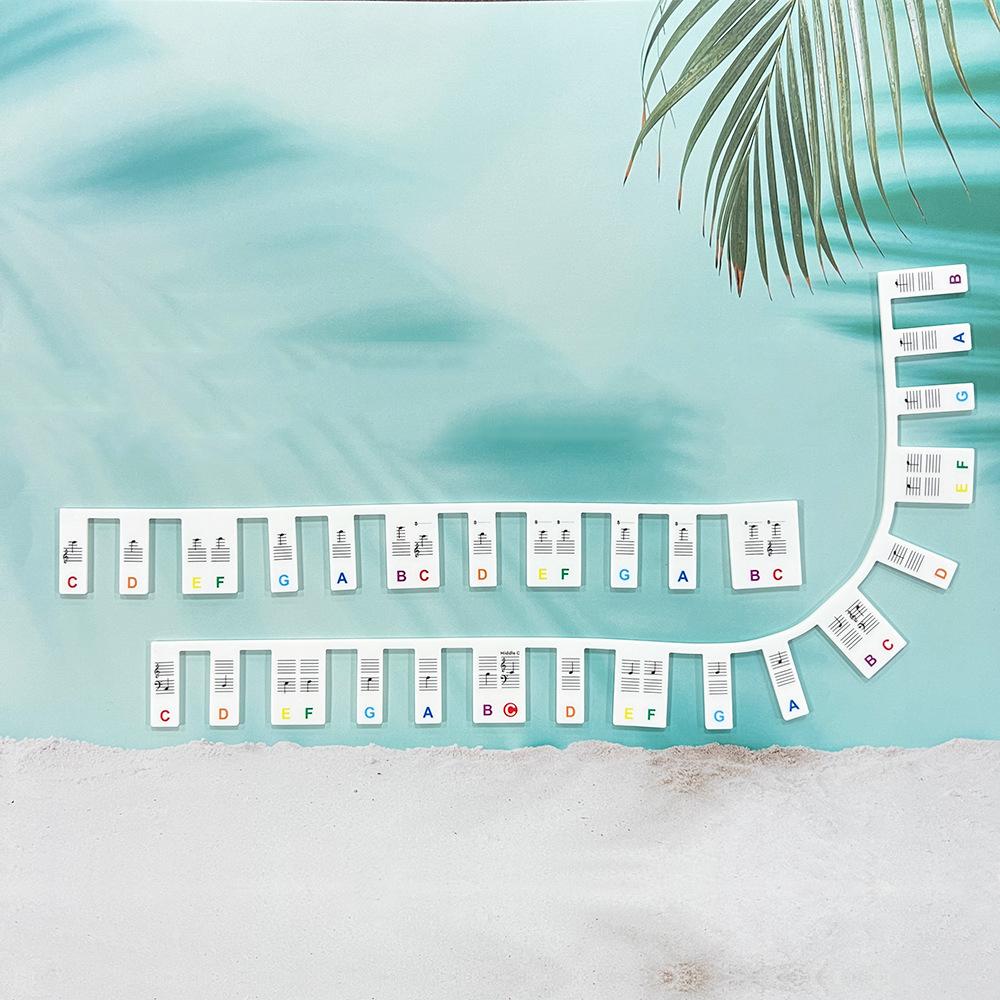 61-key Piano Keyboard Music Note Pad Mat Silica Gel Removable Piano Keyboard Note Labels Finger