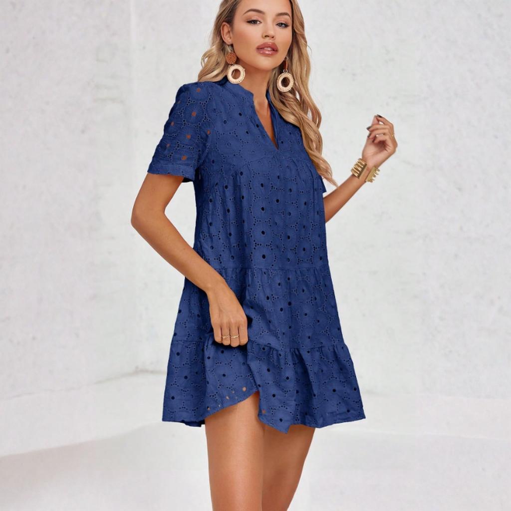 Women's Dress Casual Flowy Dresses V-neck Vocation Boho Beach Sundress