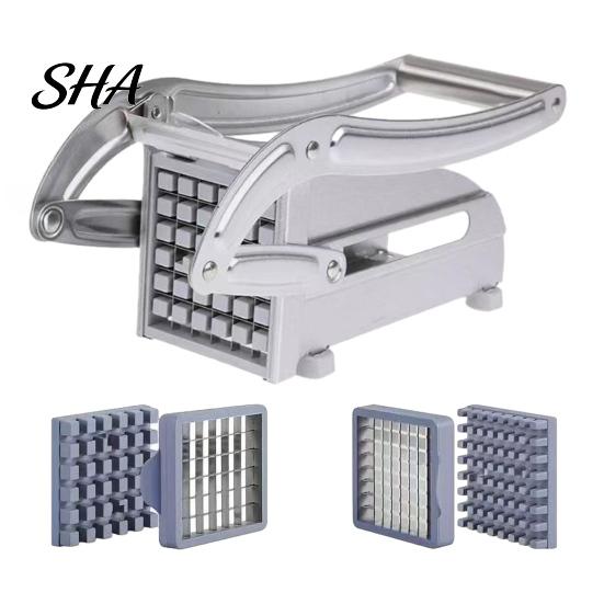 Vegetable Slicer Potato Slicer, with Stable Base And Ergonomic Lever Handle, Heavy-Duty Replaceable French Fry Cutter Blades for Thick or Thin серебряный