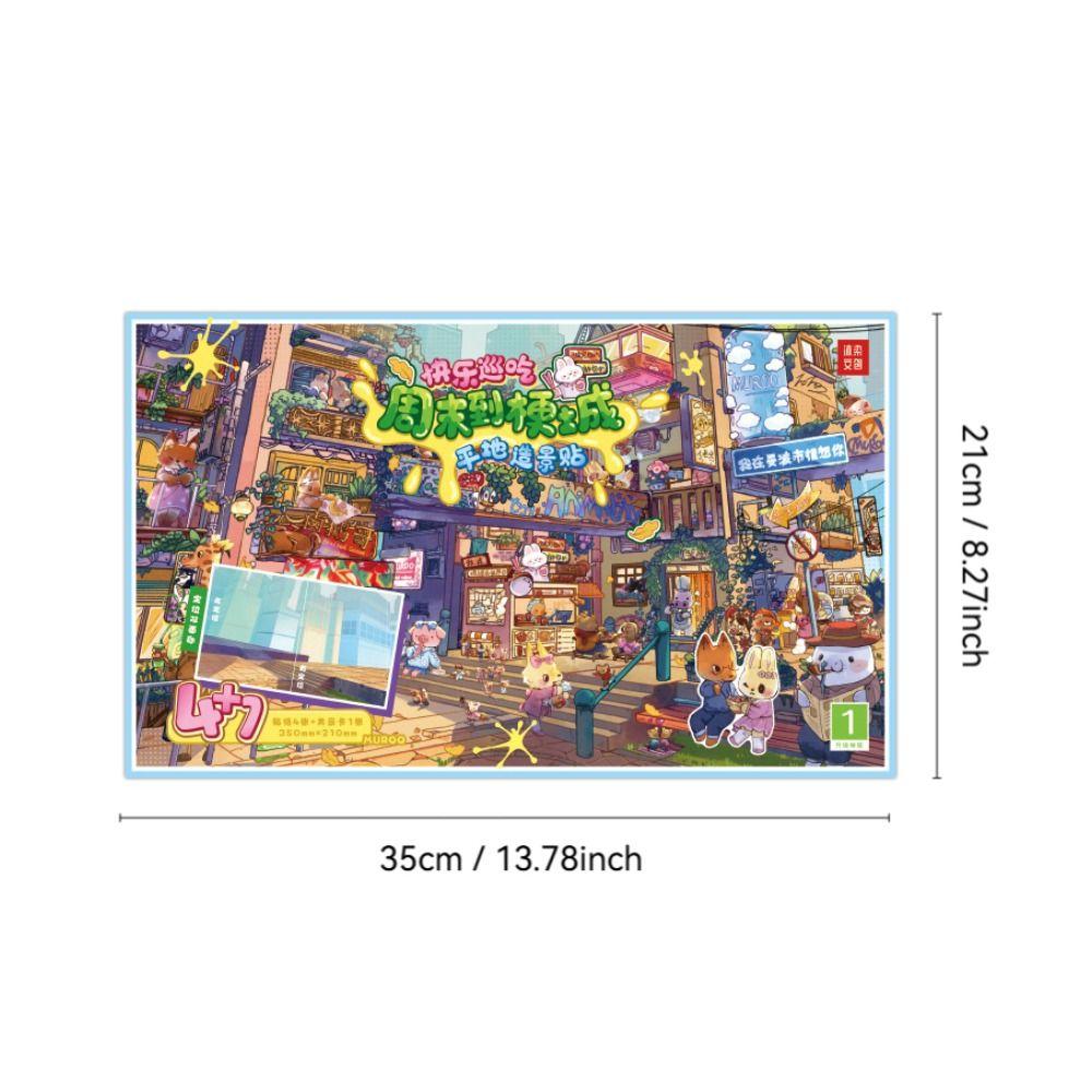 Weekend To City Series Miniature Landscape Sticker DIY Cabin Scene Sticker New Toy Game Sticker