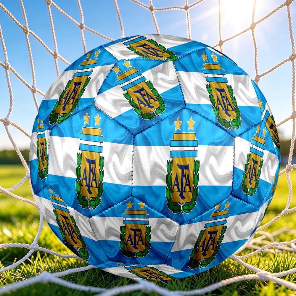 1 Bola de Futebol Tamanho 5 Bandeira da Argentina, Adequada para Jogos de Treino/Treinamento de Torneio, Leve e Durável logo70713