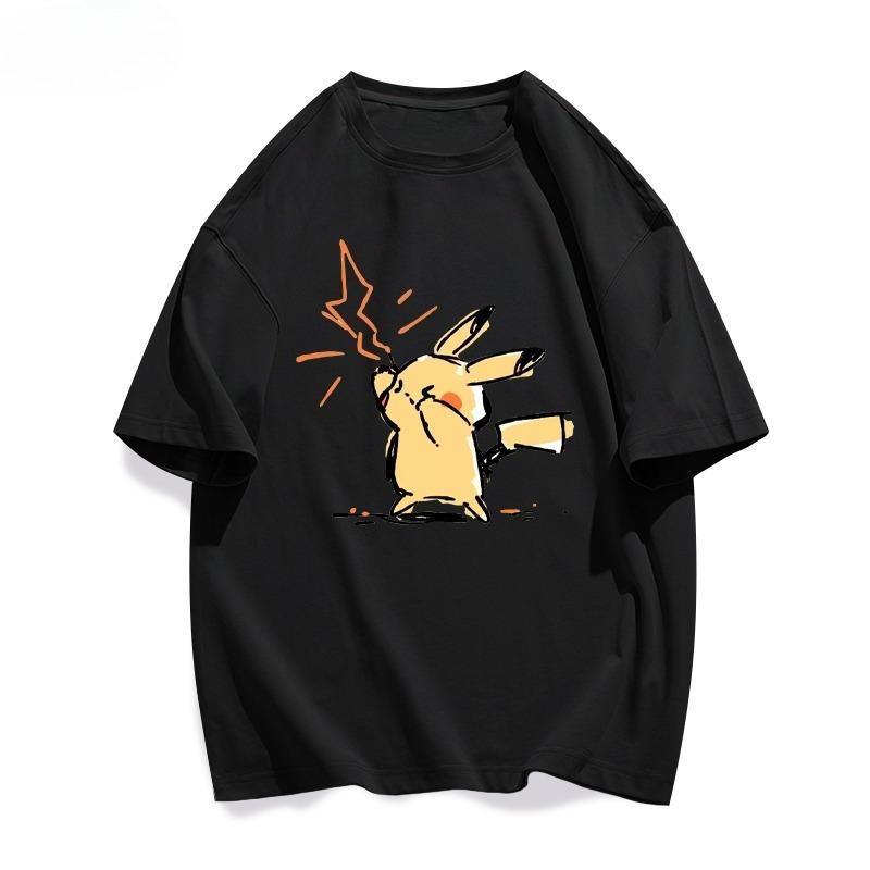 25 Sommer Pokémon Anime Pikachu Marke 100% Reine Baumwolle Bedrucktes T-Shirt Herren Harajuku Lässig Vielseitig Kurzärmelig Y2k Locker
