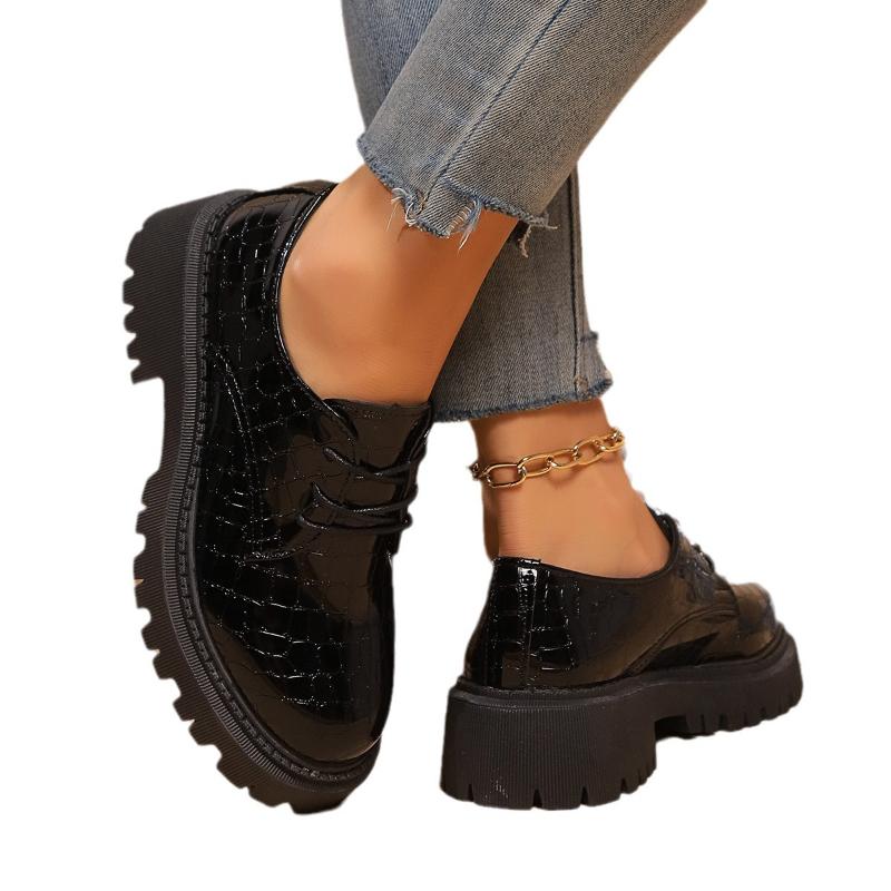 Plus Size 35-42 New Mary Jane Women's Shoes Thick Heel Thick Bottom Chain Single Shoes High Heels Women's Leather Shoes