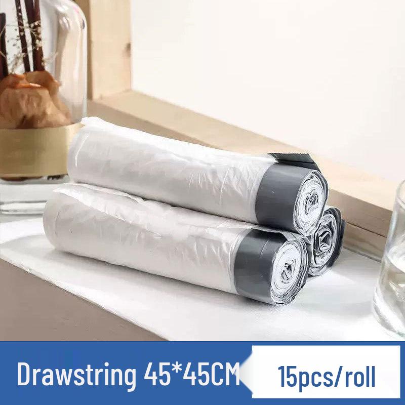 Large White Kitchen Trash Bags with Drawstring Handles - Thick, Disposable Plastic for Home Use