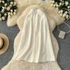 Autumn Winter Women Elegant Furry Knitted Long Midi High Waist A-line Skirt