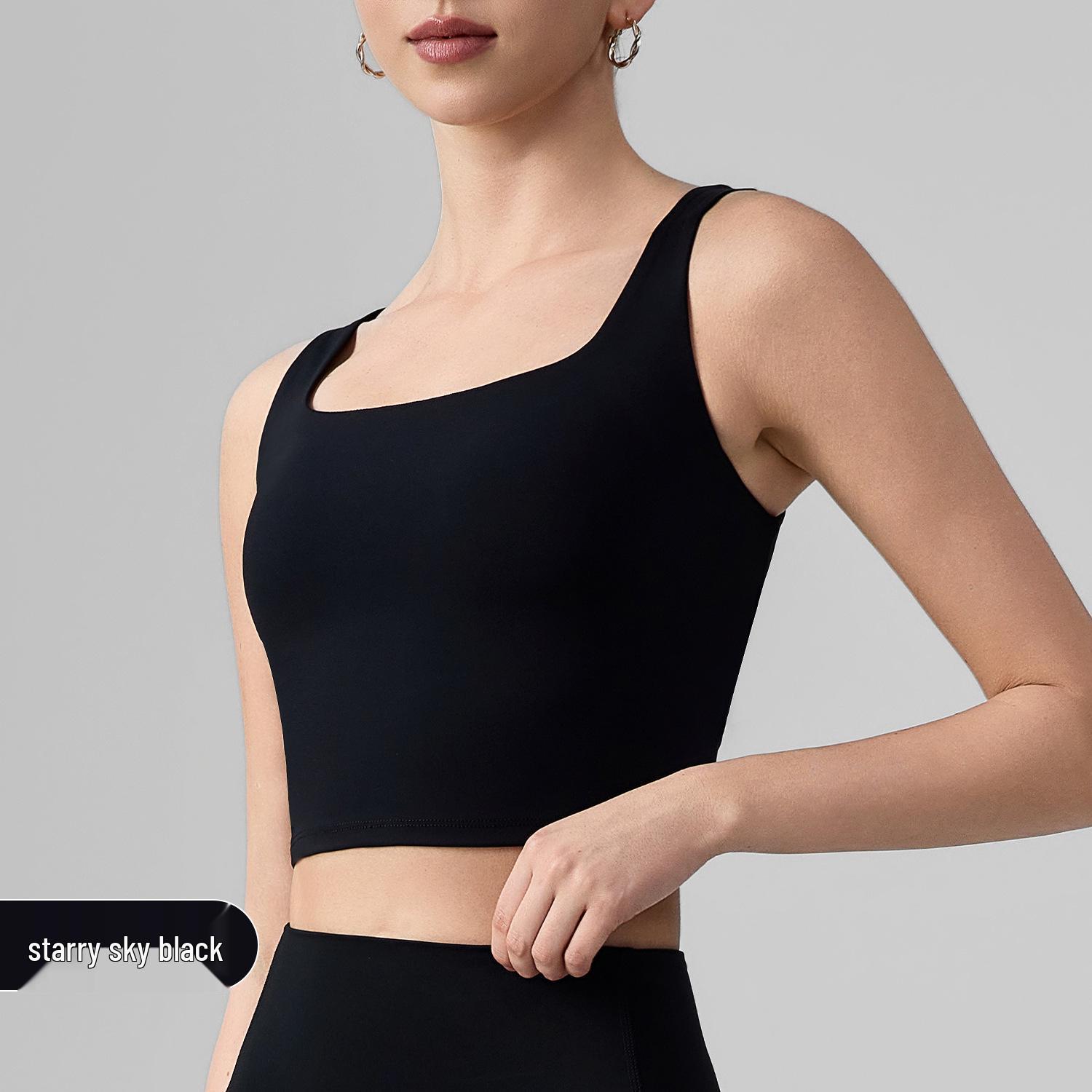 

2025 Women s Twist-Back Yoga Vest, Shockproof Sports Bra with Fixed Cups, U-Neck Fitness Top L