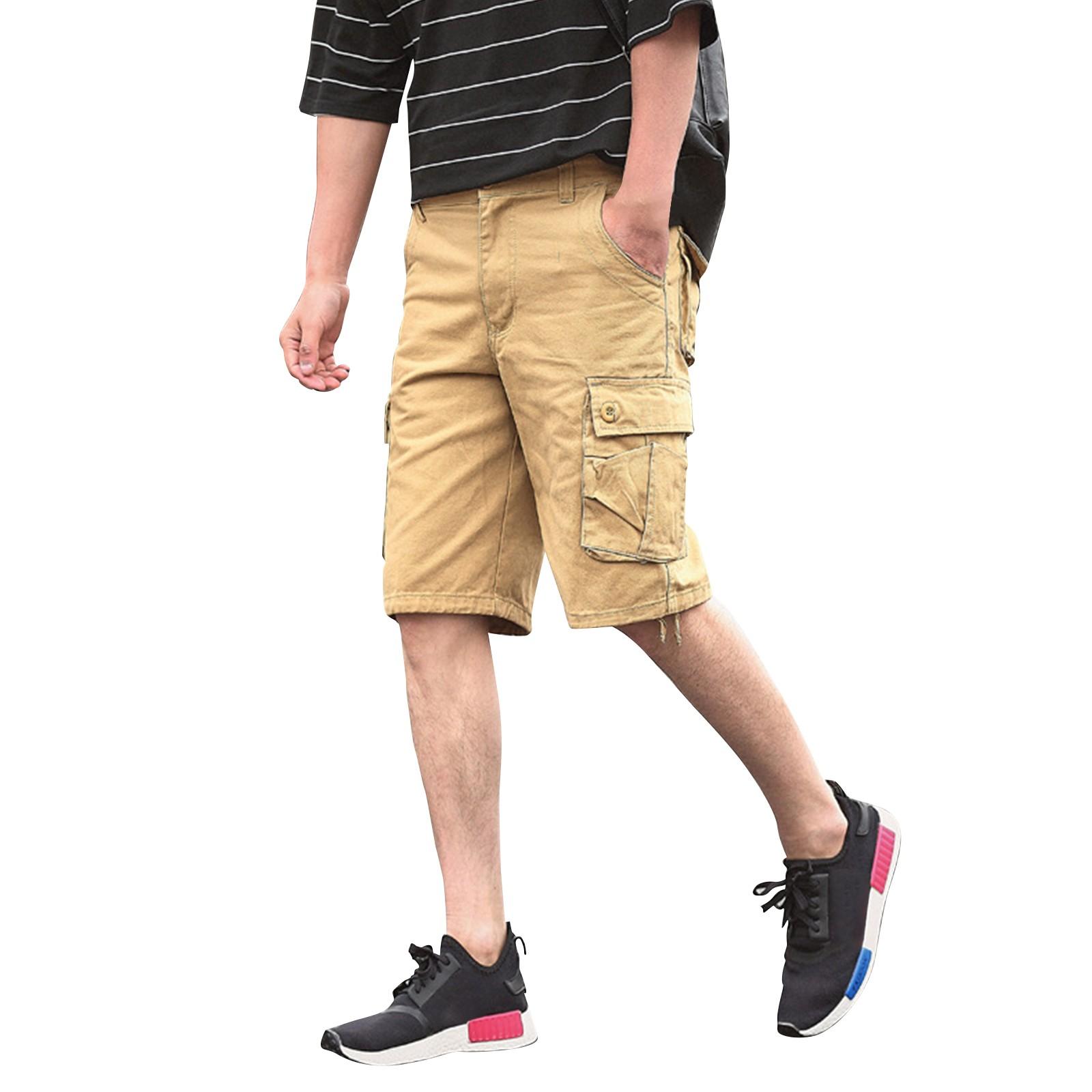 

Летние шорты-карго, брюки длиной три четверти для мужчин, однотонные повседневные модные брюки 42 хаки