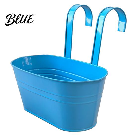 Metal Flower Pots with Hooks Hanging Planter Pot Drainage Holes Detachable Hooks Balcony Railing Planter Boxes Plant for Garden Fence Indoor