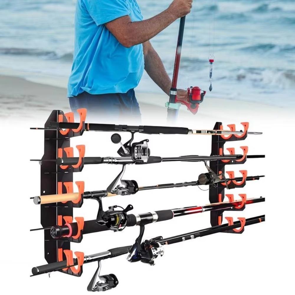 Suporte de Vara de Pesca Montado na Parede Organizador Montado na Parede que Economiza Espaço Suporte de Liberação Rápida Para Caminhão
