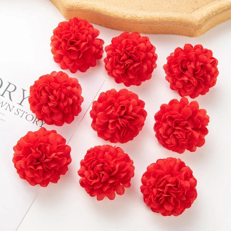 100PCS Artificial Hydrangea Flowers Wholesale Wedding Home Party Room Decoration Christmas Candy Box Fake Silk Scrapbook Plants