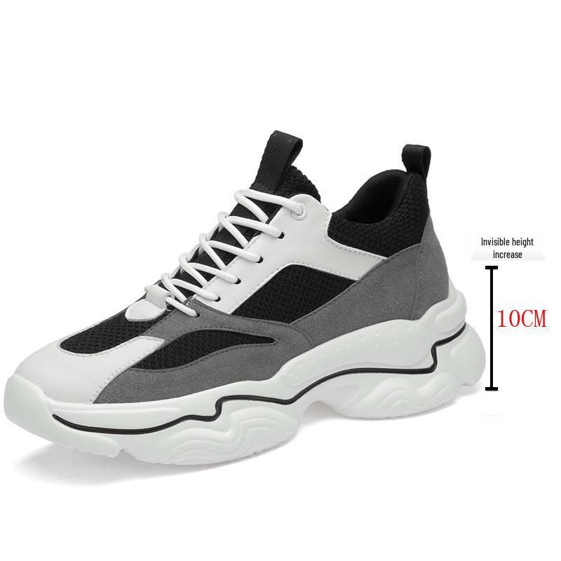 Men s Fashion Height-Boosting Dad Sneakers - White, Thick Sole, Trendy Hidden Heel, 10cm Lift, Casual Sport Style Size 41