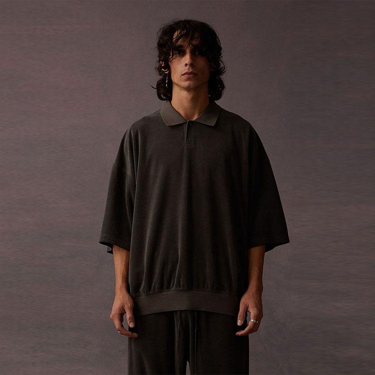 Fear of God Essentials Terry Polo Off Black Men Tops 125BT224050F