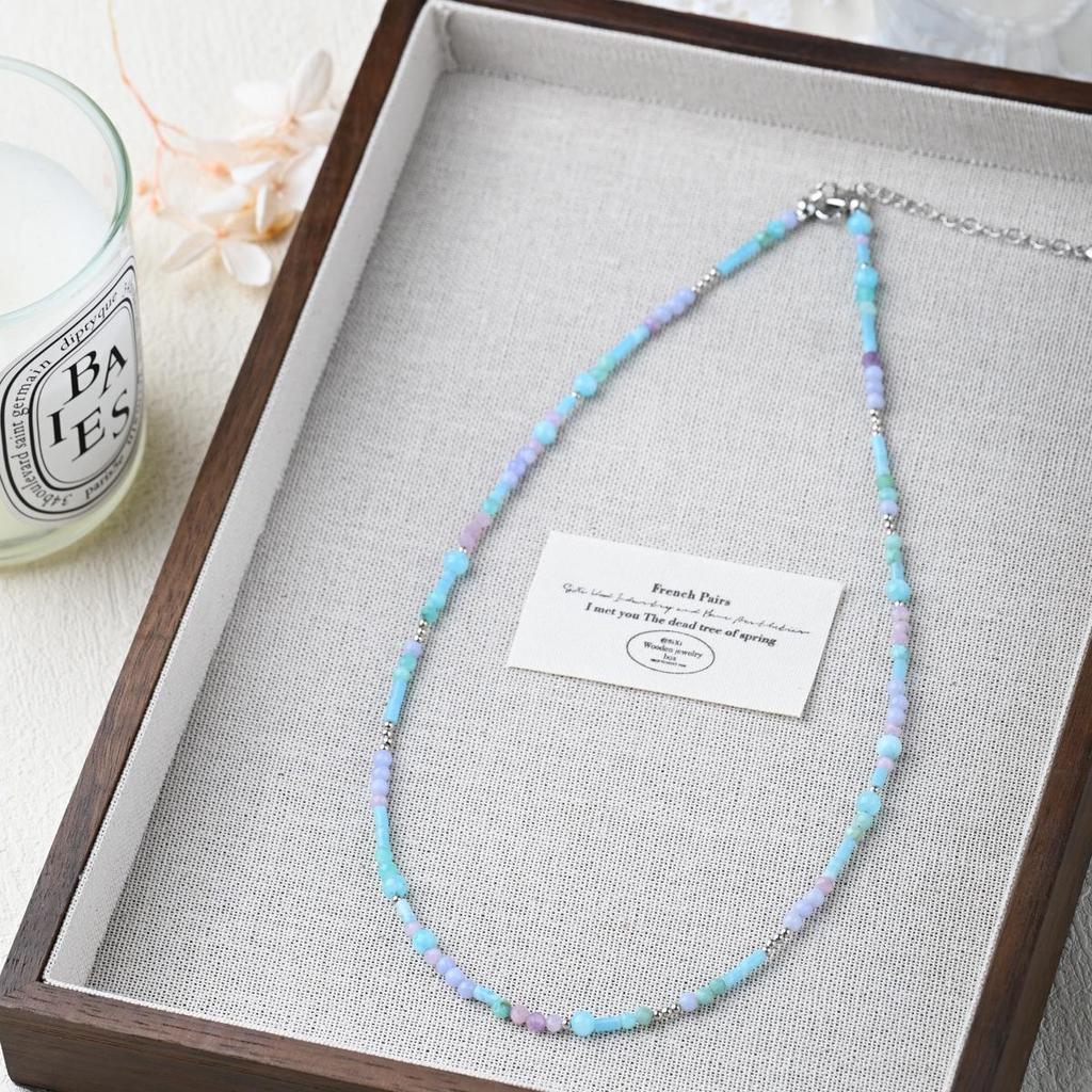 Pendentif Champignon en Lépidolite Pierre Naturelle Taro Lavande Chaîne de Clavicule - Style Jardin Monet Coréen