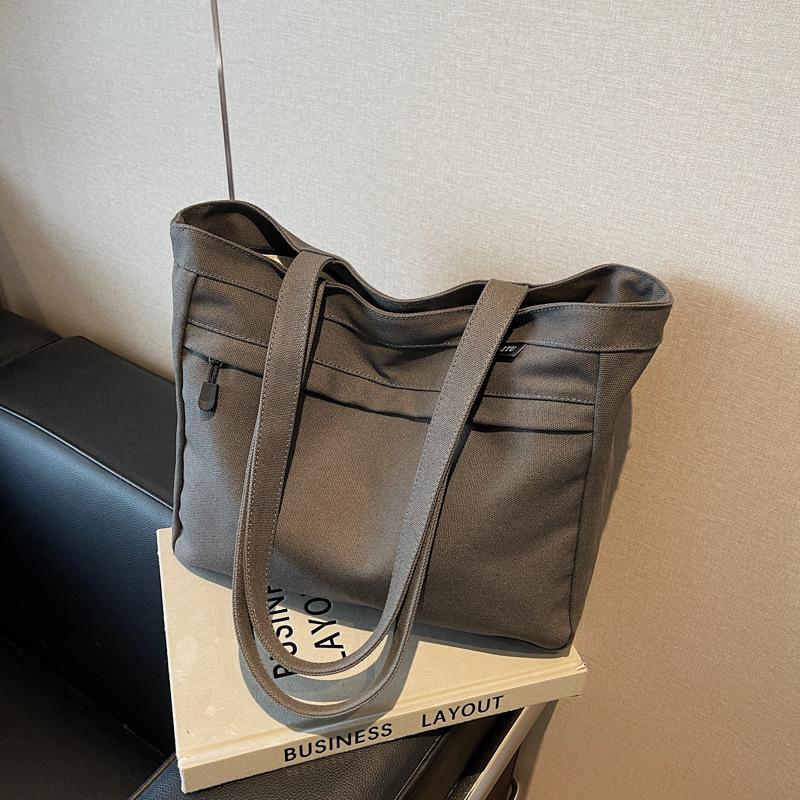 Casual large-capacity canvas bag women's new fashion versatile shoulder bag college student class bag