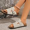 Fashion Women Slippers 2025 New Comfortable Flat Beach Sandals Metal Casual Home Designer Shoes Women Lightweight Slippers Slides Women